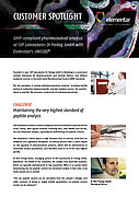 Front page of the customer spotlight document with pictures from net peptide content analysis