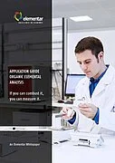 《有机元素分析应用指南》封面，图中展示了一名在实验室里称量样品的男子