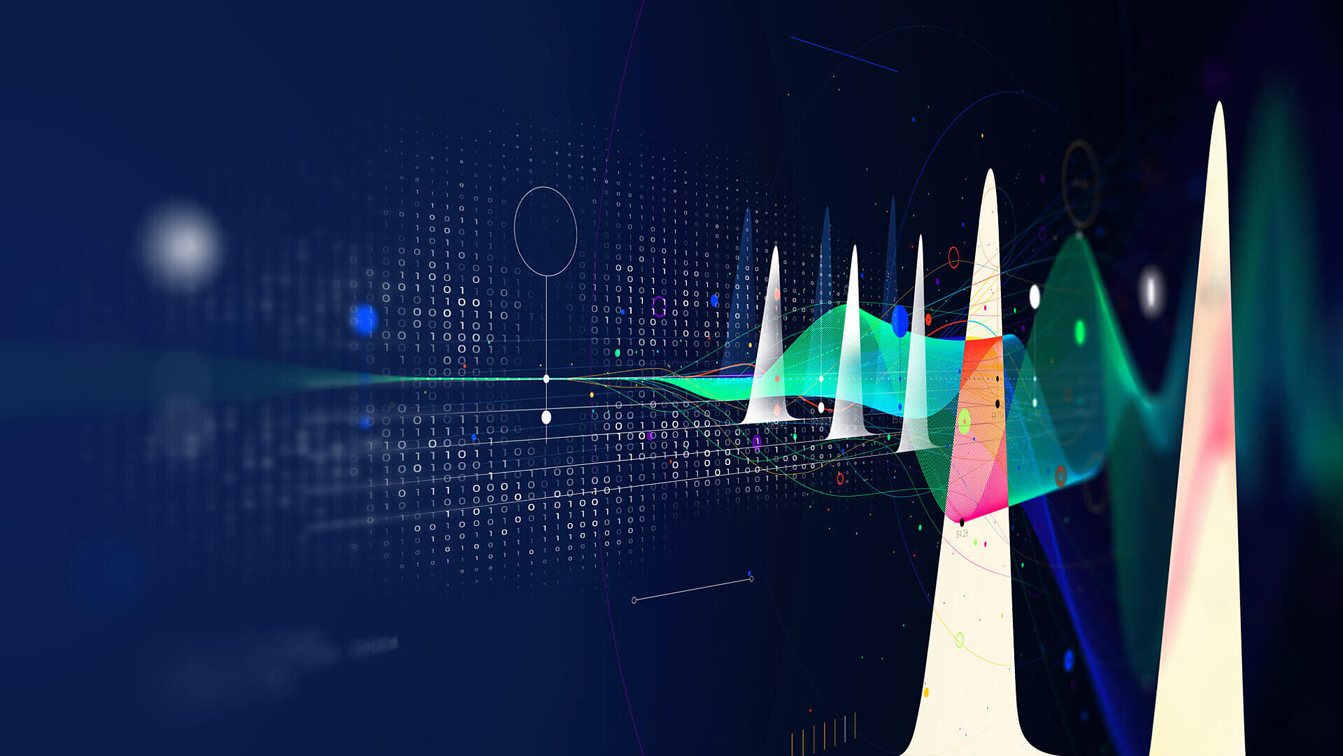Analytical peaks on a blue background