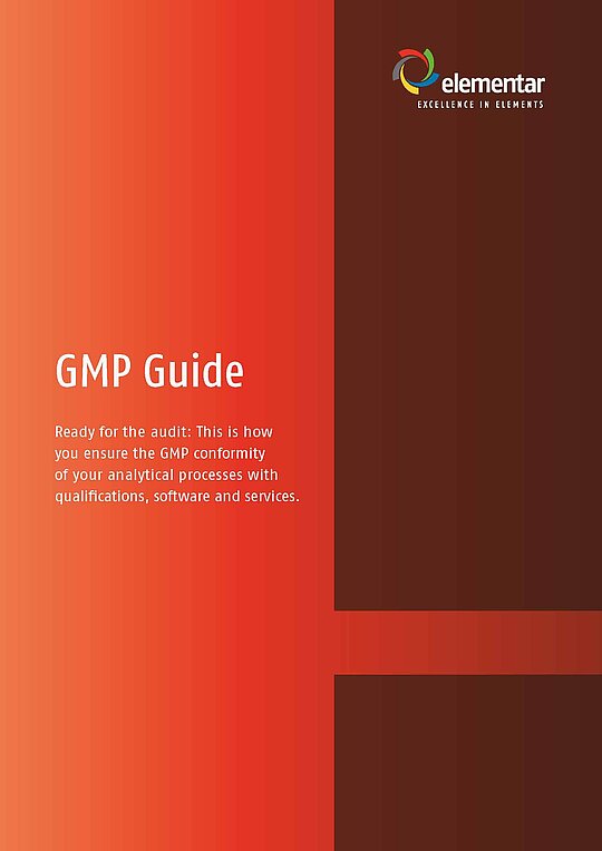 Red front page of a guide, containing GMP relevant information