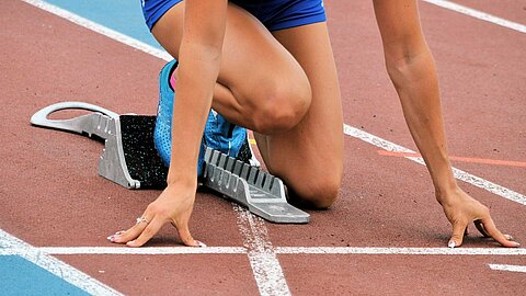 Athlete in starting block