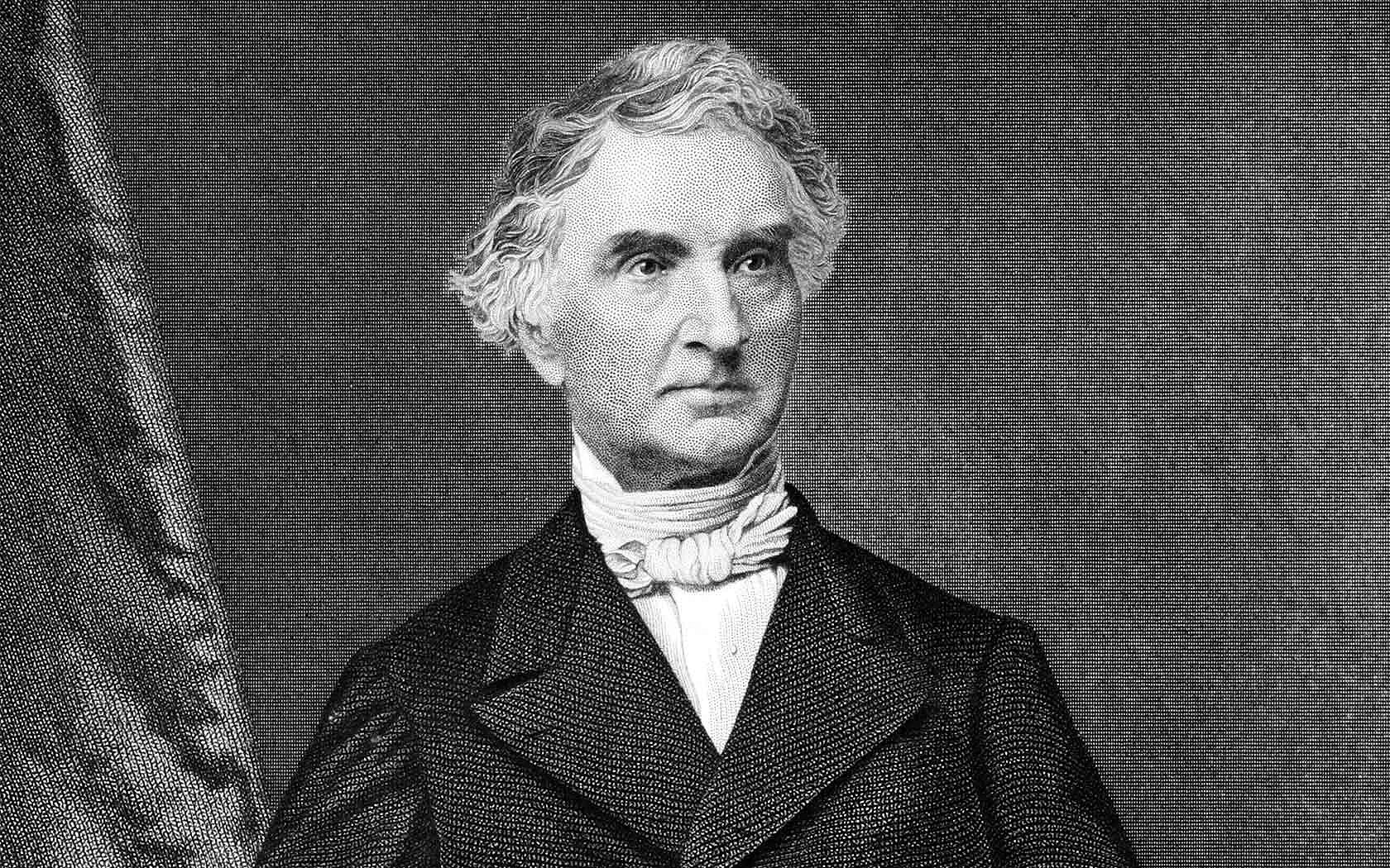 A black and white colored picutre of a scientist called Justus von Liebig
