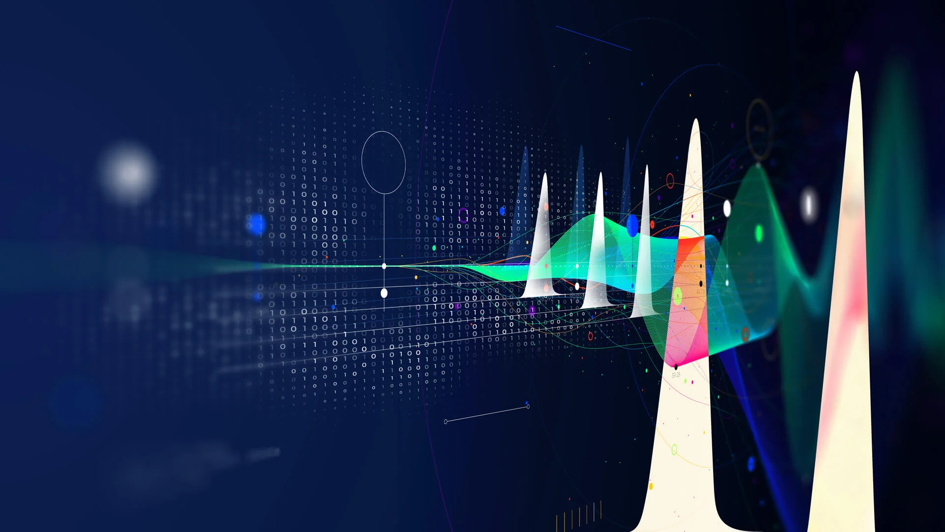 Analytical peaks on a blue background
