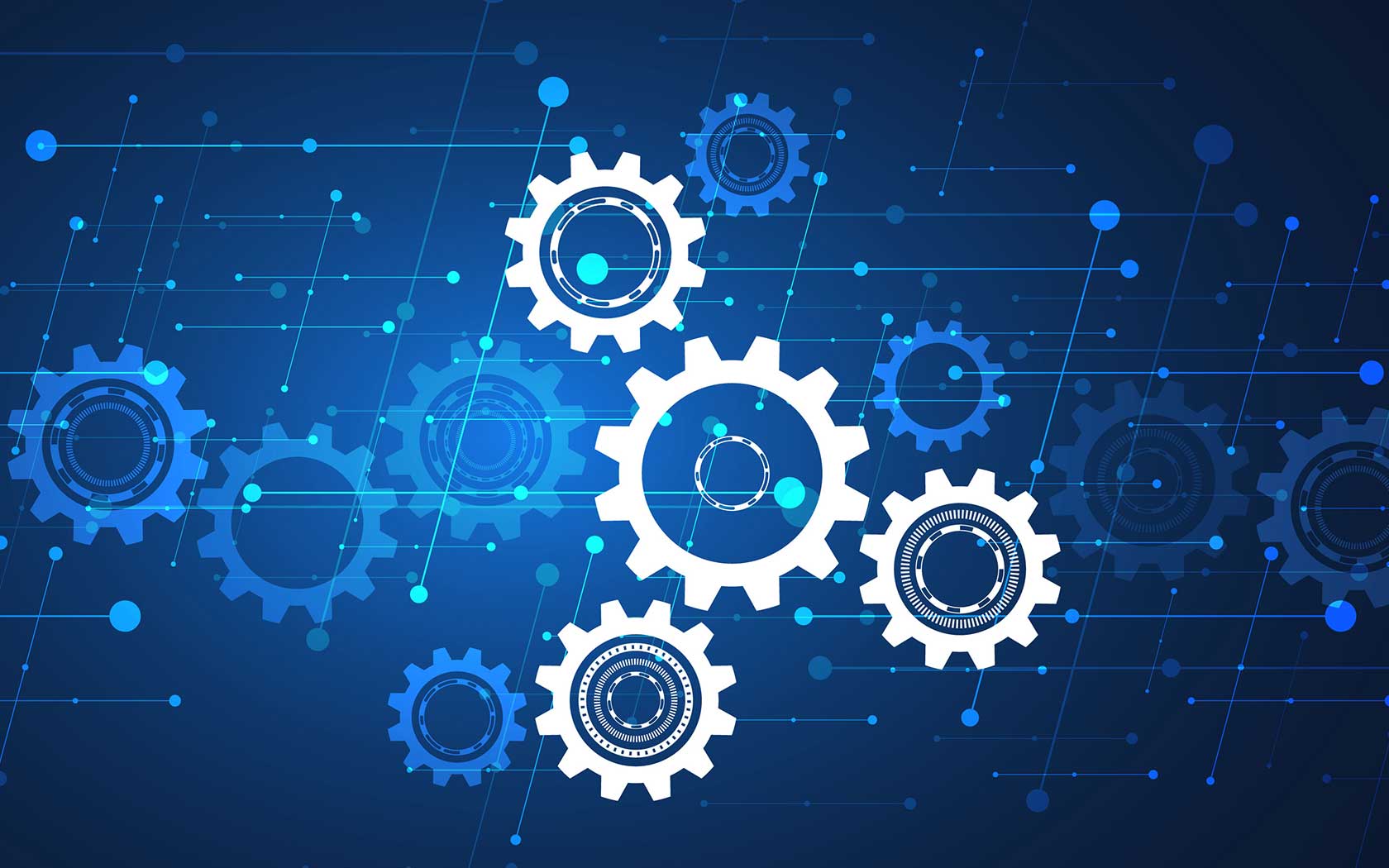 Cogs on a blue background